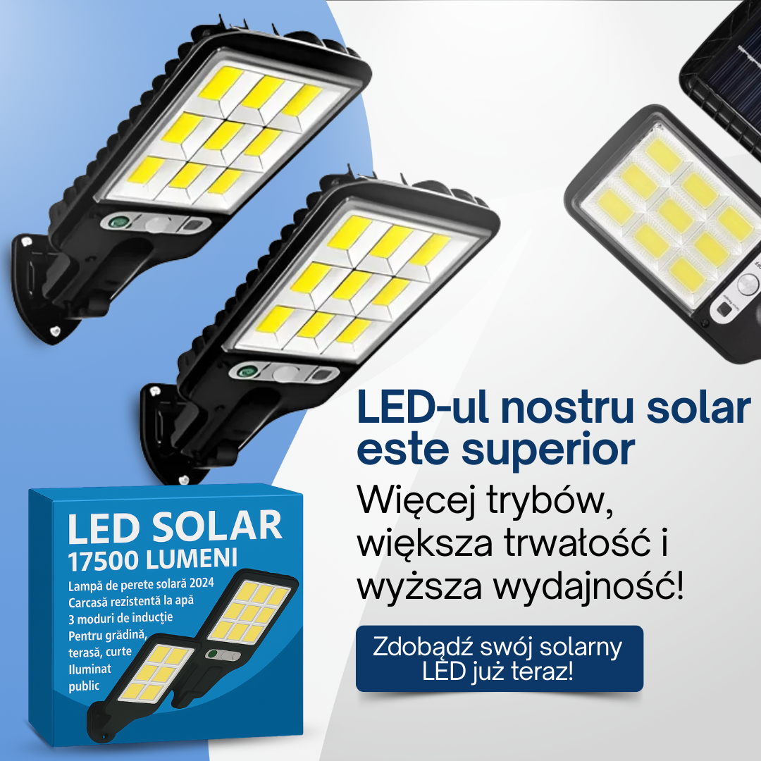 Set Solar: LED SOLAR 17500 LUMENI - Cumpără 1 și Primești 3 GRATUIT 🎁